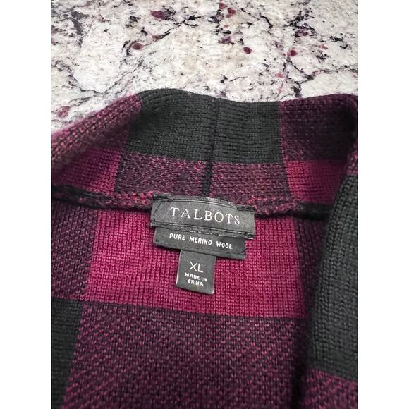 Talbots buffalo plaid merino cardigan size XL - Picture 5 of 10
